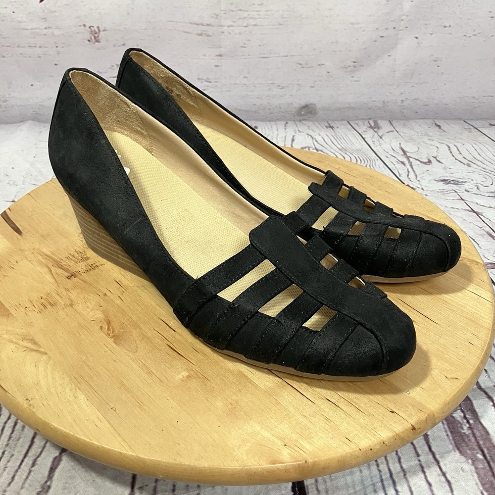 Dr Scholl's Black Cutout Wedge Comfort Sandals NWOB Women‎ Size 11